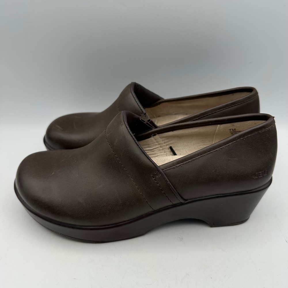JBU Jambu Cordoba Brown Leather Platform Clogs Womens 7M JB15COR34 Comfort Shoes
